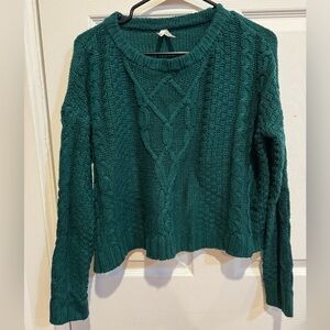 Mudd Teal Cable Knit Crewneck Sweater